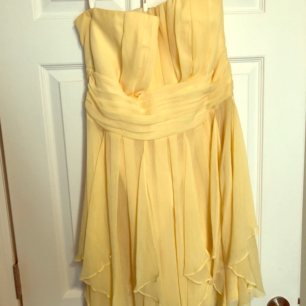 Yellow David’s Bridal bridesmaid dress